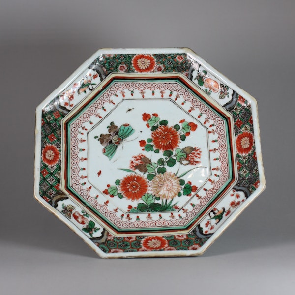 Chinese famille verte octagonal tazza - image 1