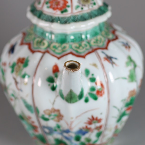 Chinese famille verte moulded teapot and cover - image 3
