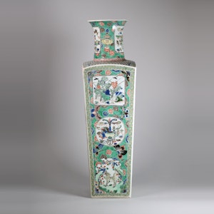 Chinese famille verte square-section tapering vase