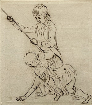 Paul Sandby RA Pen & Ink Study Boys Playing