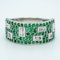 French Emerald and Diamond Half Eternity Ring - image 1
