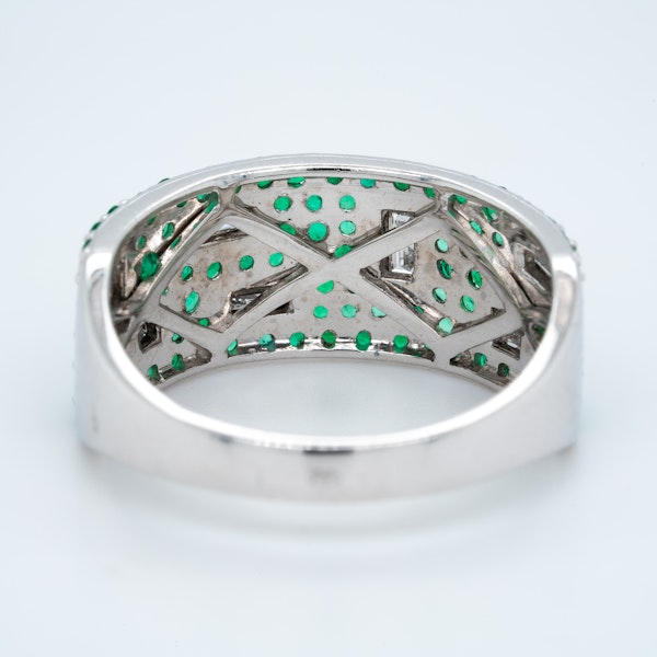 French Emerald and Diamond Half Eternity Ring - image 3