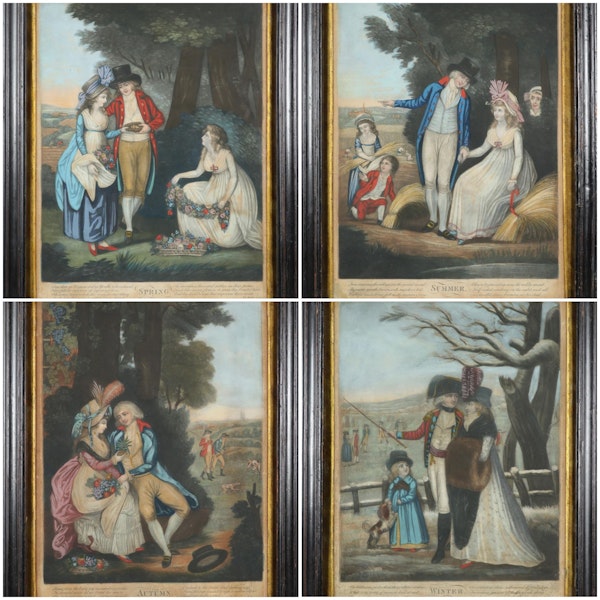 Set Of Georgian Mezzotint Engravings In Original Frames The Four Seasons - image 1