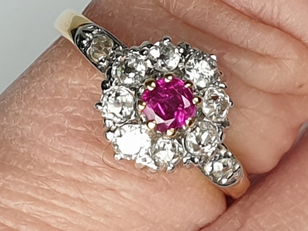 Edwardian Ruby and Diamond Cluster Ring DBGEMS - image 3