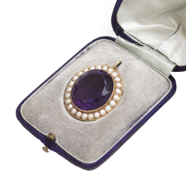A Large Amethyst and Natural Pearl Pendant - image 1