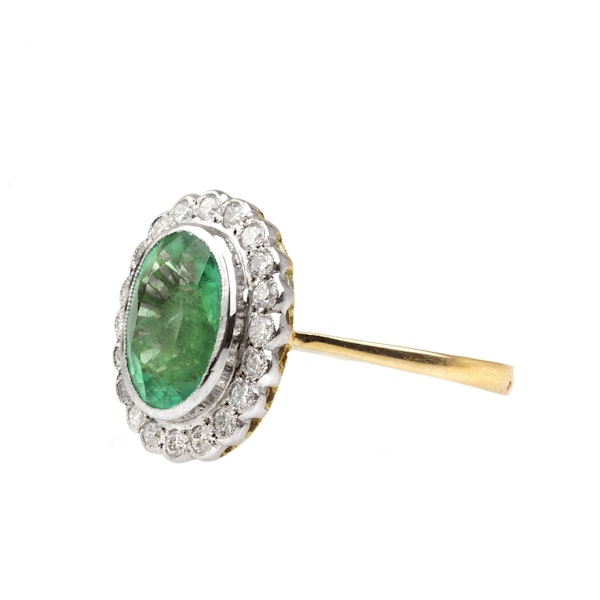 Emerald Diamond Cluster Ring - image 1