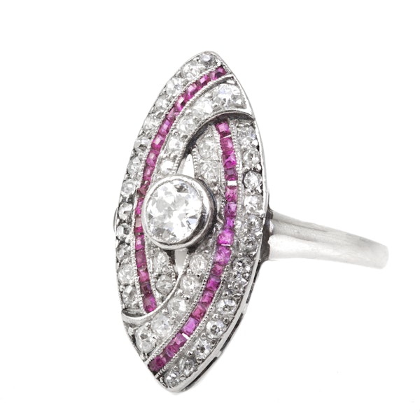 An Art Deco Diamond and Ruby Ring - image 2