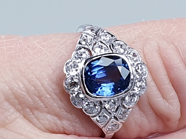 Geometric Sapphire & Diamond Engagement Ring  DBGEMS - image 6