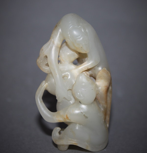 A Chinese jade group of two monkeys. - image 2