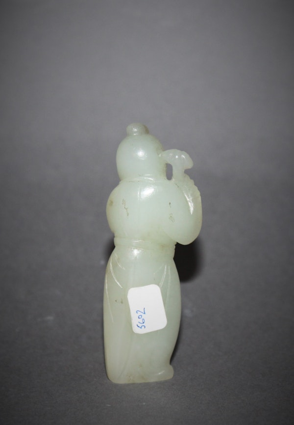 A Chinese celadon jade carving of a boy. - image 2