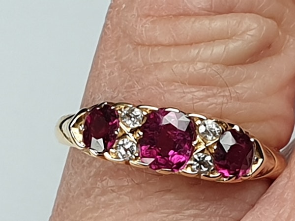 Antique Ruby and Diamond Carved Half Hoop Ring  DBGEMS - image 4