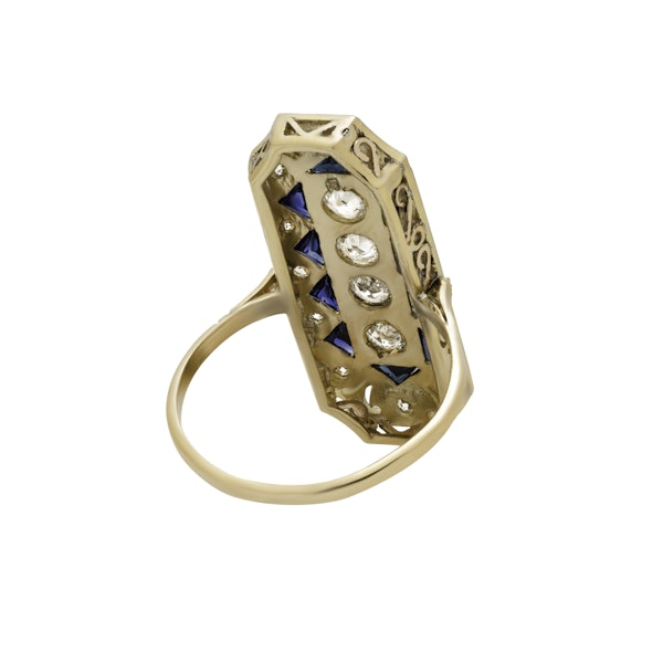 Deco Plaque Sapphire and Diamond  Ring - image 2