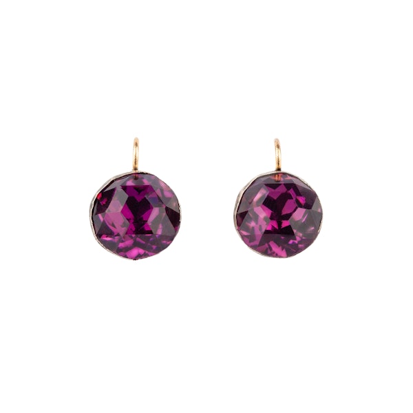 Purple paste silver Georgian earrings - image 2