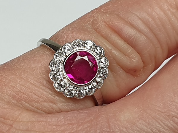 Burmese Ruby and Diamond Cluster Ring  DBGEMS - image 2