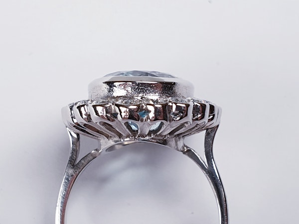 Aquamarine and Diamond Cluster Ring  DBGEMS - image 4