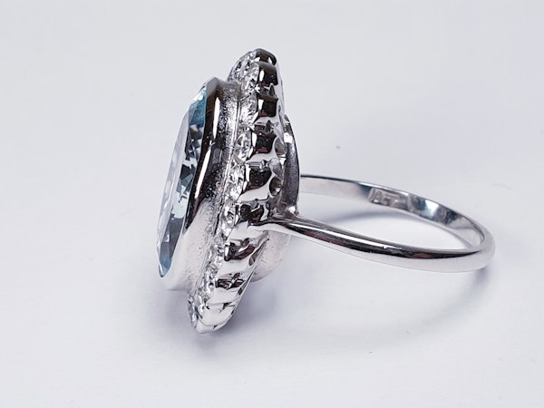 Aquamarine and Diamond Cluster Ring  DBGEMS - image 2