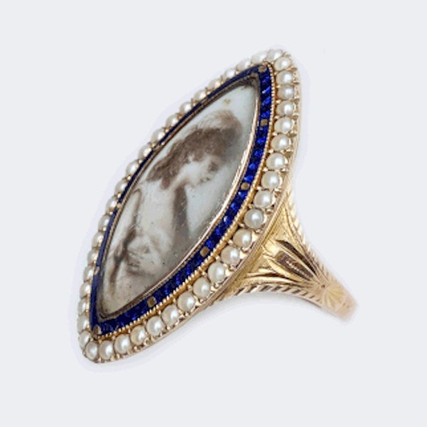 A Georgian Navette Mourning Ring - image 1