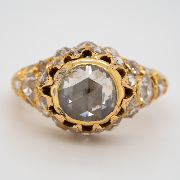 Antique rose cut  diamond cluster ring - image 1
