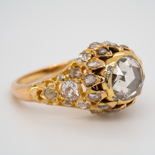 Antique rose cut  diamond cluster ring - image 2