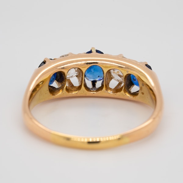 Diamond and sapphire half hoop 5 stone ring - image 4