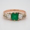 3 stone emerald and diamond ring - image 1