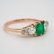 3 stone emerald and diamond ring - image 2