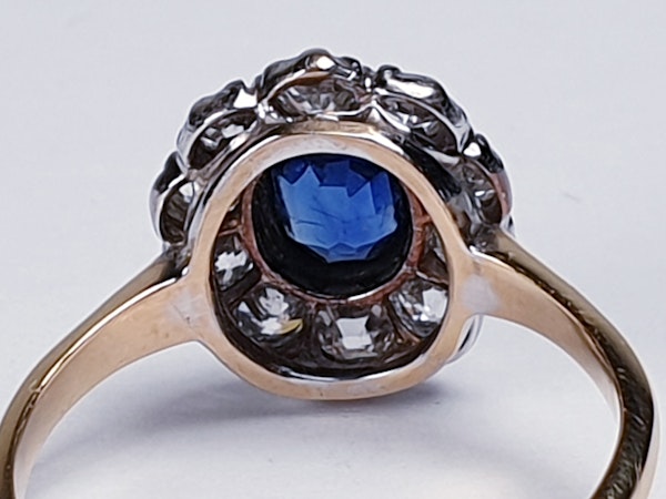 Antique Sapphire and Diamond Cluster Ring  DBGEMS - image 3