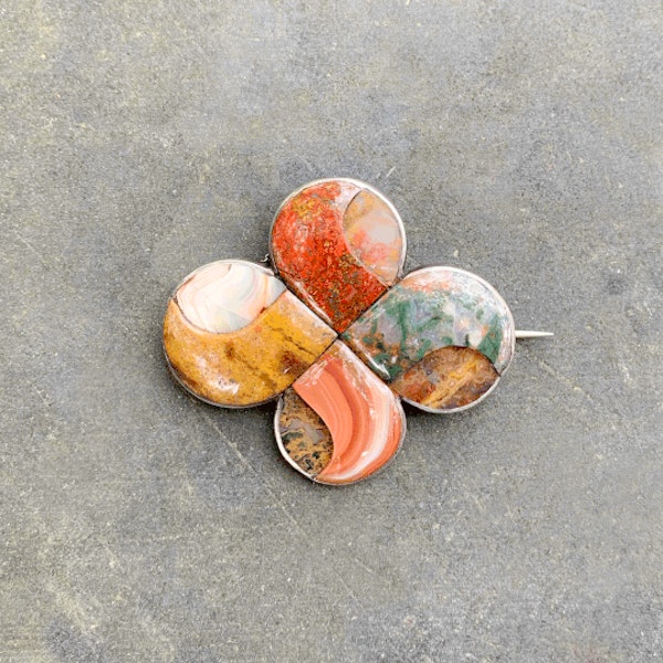 A Scottish Agate and Silver Brooch - image 1