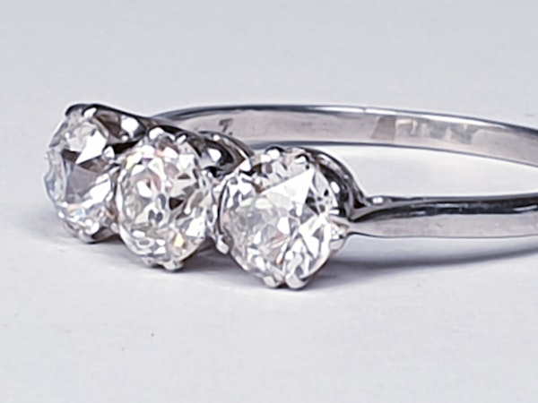 Art Deco Three Stone Old Cut Diamond Ring  DBGEMS - image 5