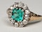 Antique Emerald and Diamond Cluster Engagement Ring  DBGEMS - image 2