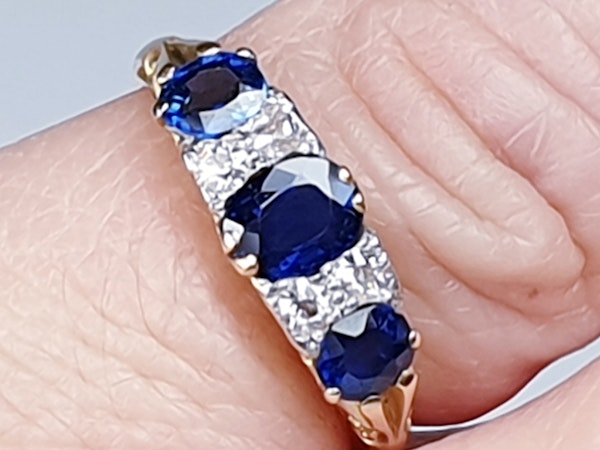 Antique three stone sapphire ring 4271   DBGEMS - image 2