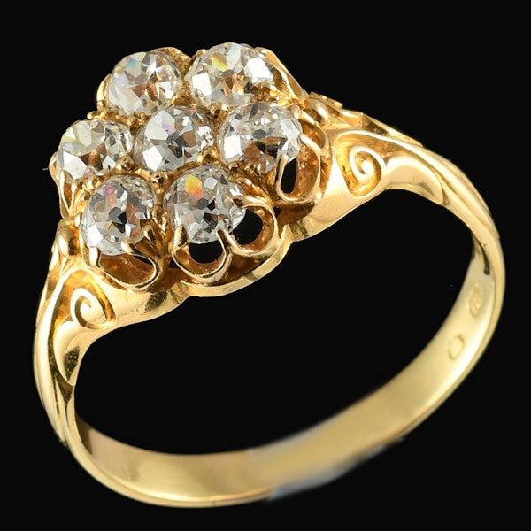 MM5982r Victorian carved diamond cluster ring 1880c - image 1