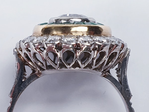 Emerald and Diamond Target Engagement Ring  DBGEMS - image 5