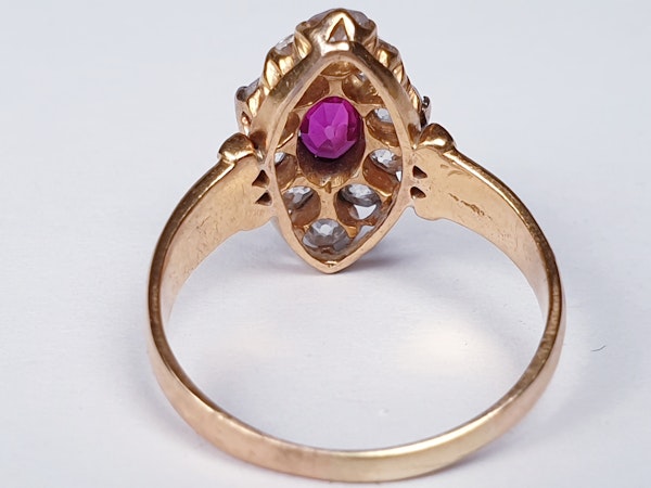 Burmese Ruby and Old Cut Diamond Marquise Shaped Ring  DBGEMS - image 5