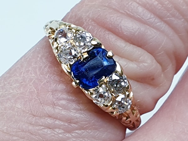 Victorian Sapphire and Diamond Engagement Ring  DBGEMS - image 5