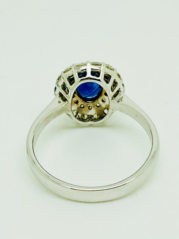 18K white gold 0.72ct Natural Blue Sapphire and 0.59ct Diamond Ring - image 3