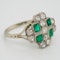 Emerald and diamond tablet shape Art Deco cluster ring - image 2