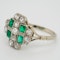 Emerald and diamond tablet shape Art Deco cluster ring - image 3