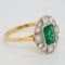 Emerald and diamond oval cluster ring - image 2