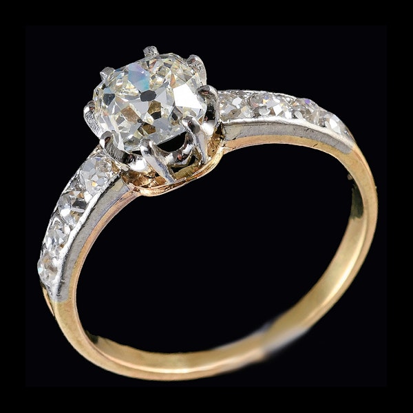 MM6506r Edwardian 1.04ct yellow gold platinum diamond single stone ring - image 2