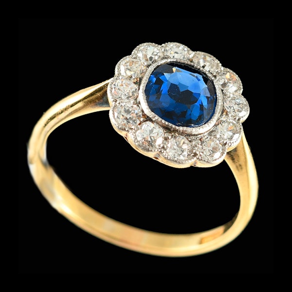 MM6246r Edwardian sapphire diamond platinum set ring 1910c - image 1