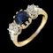MM6497r Victorian sapphire diamond yellow gold three stone ring - image 2