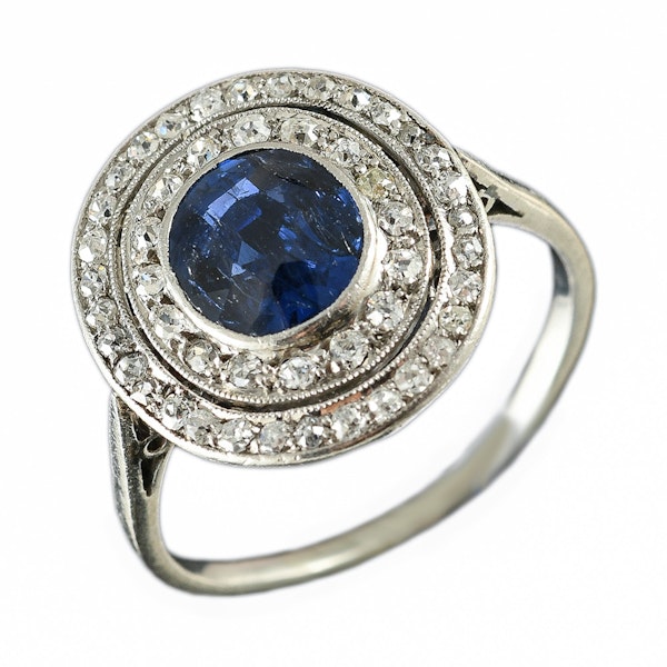 MM6468r Platinum Edwardian sapphire diamond target ring 1910c - image 3