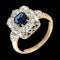 MM6447 Victorian sapphire diamond yellow gold square cluster ring 1890c - image 1