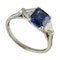 MM6446r platinum set fine quality  sapphire and triangle diamond  three stone ring - image 1