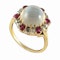 MM6488r Victorian gold moonstone rose diamond ruby cluster ring 1880c - image 1