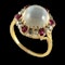 MM6488r Victorian gold moonstone rose diamond ruby cluster ring 1880c - image 2