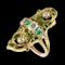 MM6442r Gold enamel emerald and rose diamond Art Nouveau ring 1900c - image 1