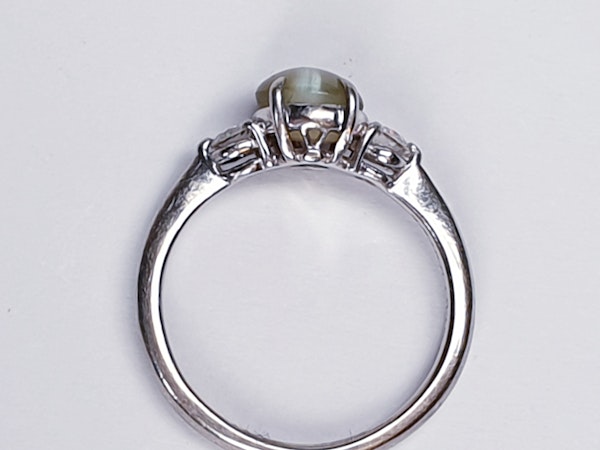 Cat's eye and diamond platinum ring  DBGEMS - image 3