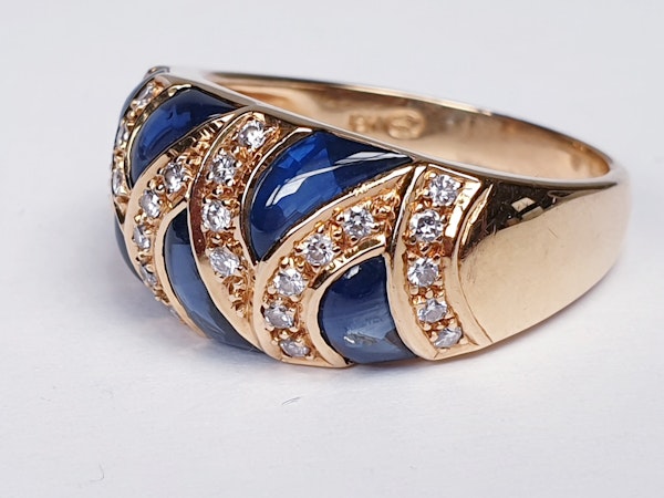 French Cabochon Sapphire and Diamond Gold Ring  DBGEMS - image 4